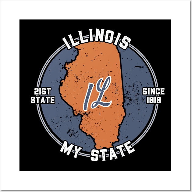 Illinois My State Patriot State Tourist Gift Wall Art by atomguy